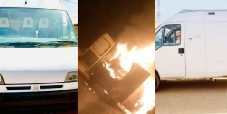 Does God really exist? – Nigerian man cries out after a bus he saved up money to buy to start a logistics business got completely burnt
