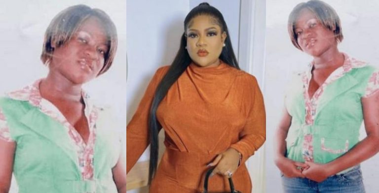 “Definition of grace” –  Fans in disbelief as Nkechi Blessing shares unrecognizable throwback photos