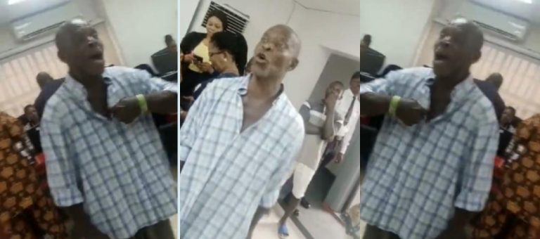 “You should pray to get to my age, I’m 82 good years and you people don’t want to give me my money for me to eat” –  Man slams bank staff over cash withdrawal (Video)