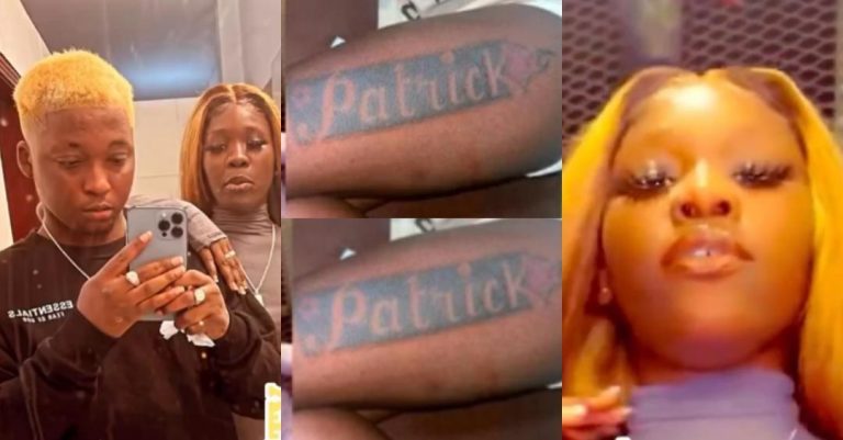 To prove her love, lady permanently tattoos her boyfriend’s name on her thigh (Video)