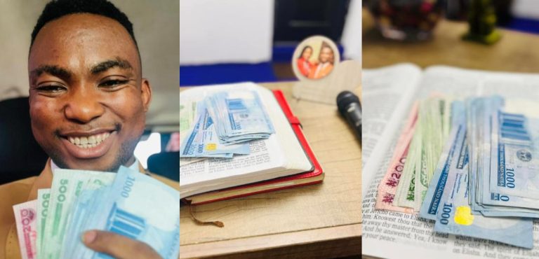 “I opened one of my bible and found some new naira notes, bank of Heaven supplied me, miracle no de tire Jesus” – Nigerian pastor rejoices as “Bank of Heaven” supplies him with urgent redesigned Naira notes