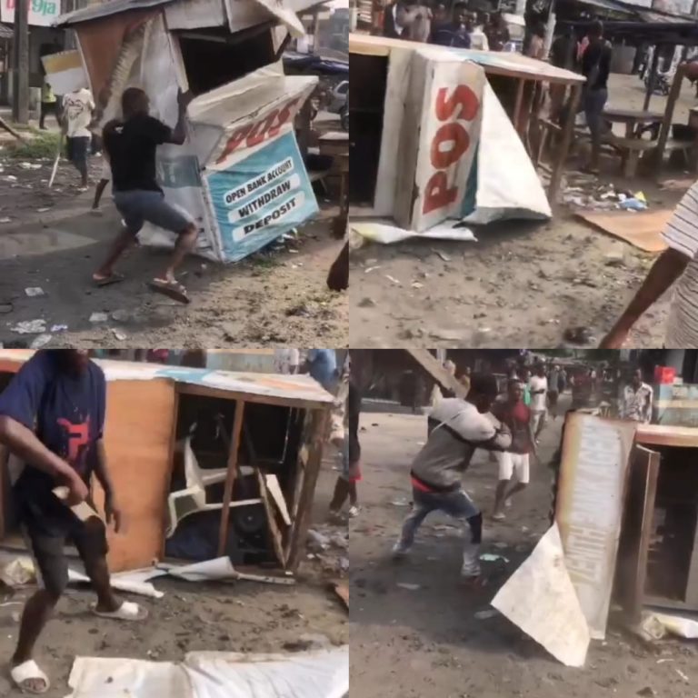 Angry residents destroy POS operator’s stand in Delta (video)