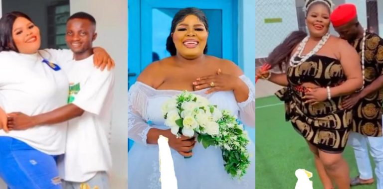 “God will increase your strength and bless your home brother” – Nigerian man and his plus-sized bride set internet on fire (Video)
