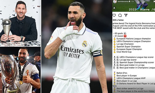 Real Madrid star, Karim Benzema posts a list of his achievements last season after he lost FIFA Best award to Lionel Messi