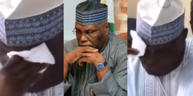 “I feel for him” – Reactions as Atiku Abubakar shed hot tears after losing presidential election for the 6th time (Video)