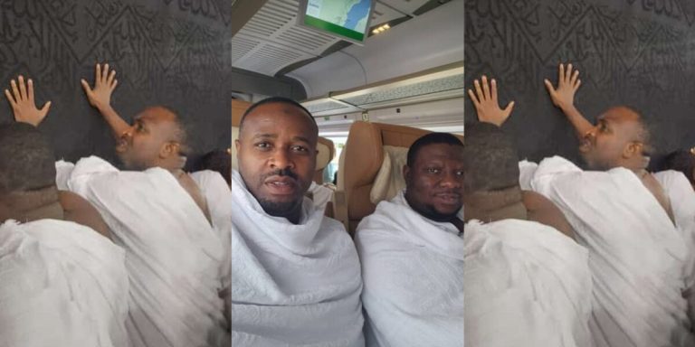 Nollywood stars showers love on Femi Adebayo as he storms Mecca to pray for them (video)