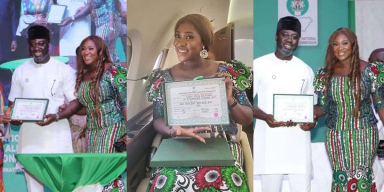 “You have demonstrated what a true supportive wife should be” – Prince Okojie pens note to wife, Mercy Johnson, dedicates his certificate of return to her