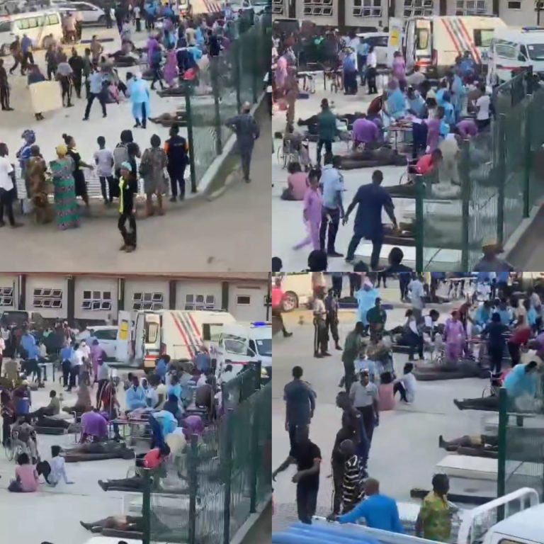 Video of victims of the train/bus accident being treated on the floor outside the Lagos State University Teaching Hospital