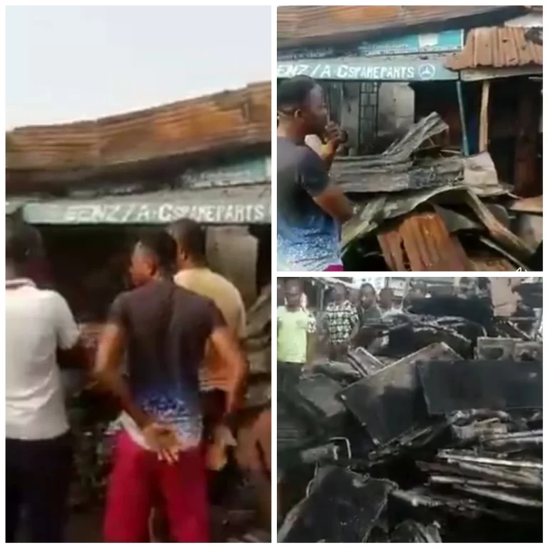 Fire guts Lagos spare parts market (video)