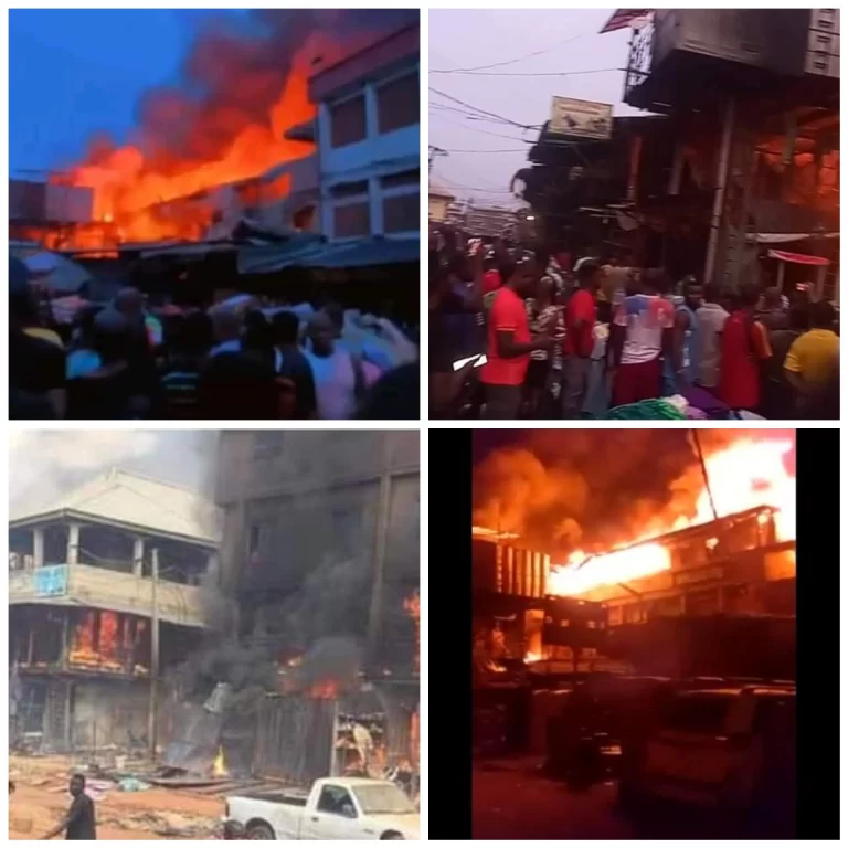 Shops and offices destroyed as fire breaks out in Onitsha Main Market