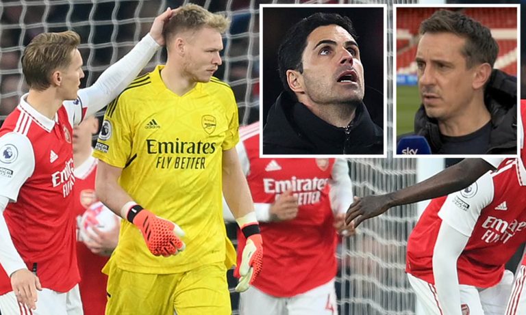Gary Neville claims Arsenal are ‘bottling’ the Premier League title race after dropping six points in their last three games
