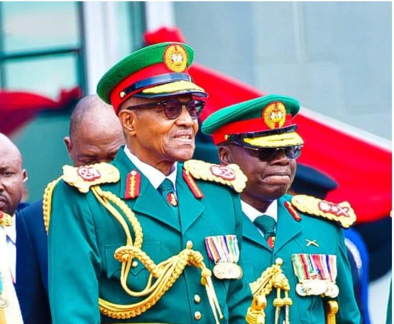 President Buhari rocks military uniform to attend Army Parade (photos)