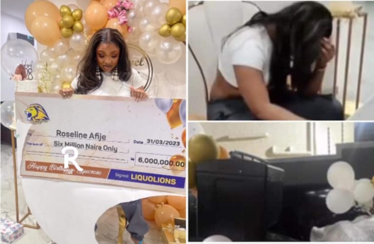 Liquorose tears up as fans gift her 6million naira, delivery bike and others on her birthday (Video)