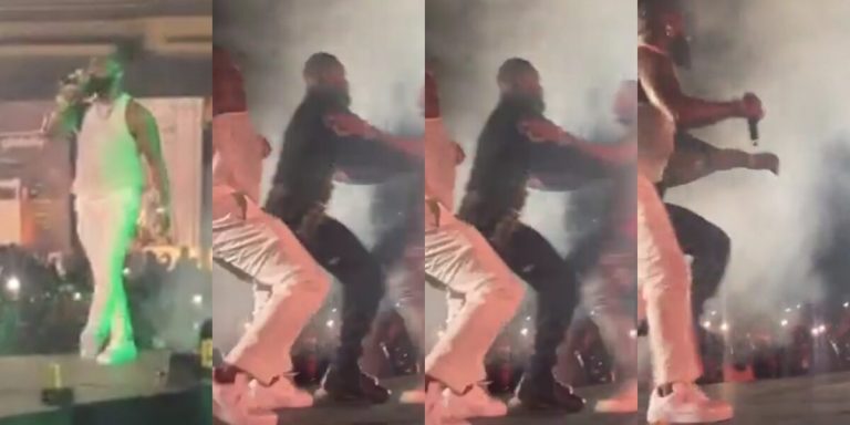 Davido in action mode as he nearly punches an aggressive fan at Timeless concert (Video)