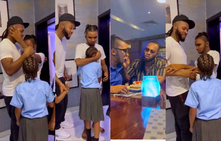 Singer Flavour brings fans to tears as he shares emotional video of himself and his daughters visiting his visually impaired son on his birthday (Video)