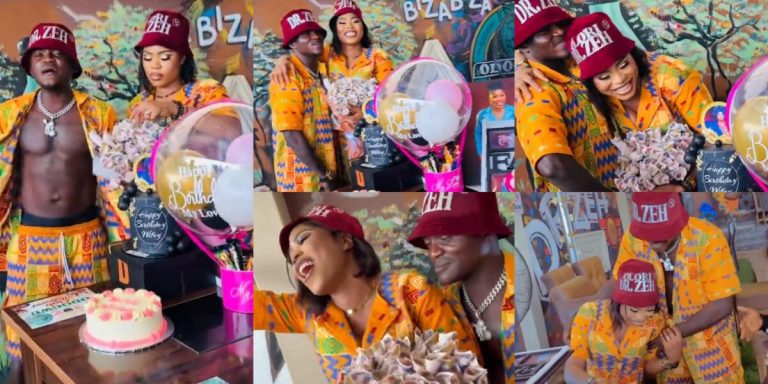 Portable wears matching outfit with his wife as he showers her with love on her birthday (video)