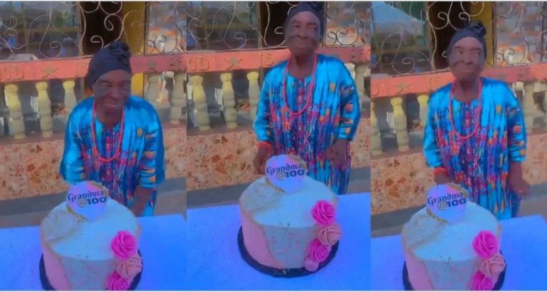 “To everybody, I pray God gives us long life, good health and happiness” – Joy as family celebrate grandma on her 100th birthday (Video)