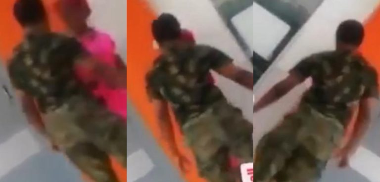 Lady slaps soldier who first assaulted her in a mall while accusing her of being a thief (video)