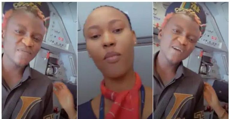 “His Grammar is so clean” – Fans react as Portable changes accent while interacting with a pretty flight attendant (Video)