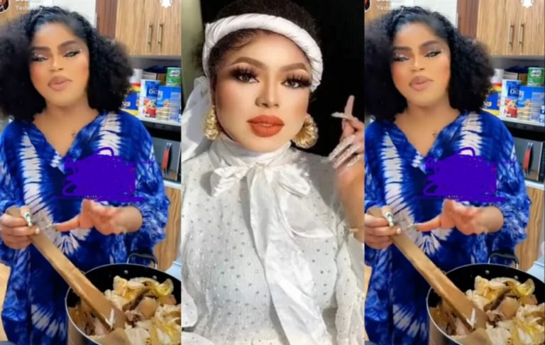 ‘I only use table water to cook’ – Bobrisky brags as he shows off cooking skills (Video)
