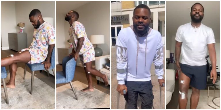 “I’m going through a lot, it’s not easy” – Falz cries out as he shares recovery process from his knee surgery (Video)