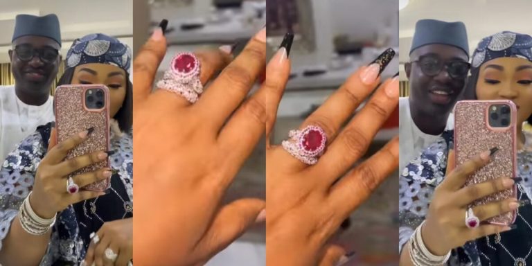 Mercy Aigbe shows off sparking new wedding ring from husband, Kazim Adeoti