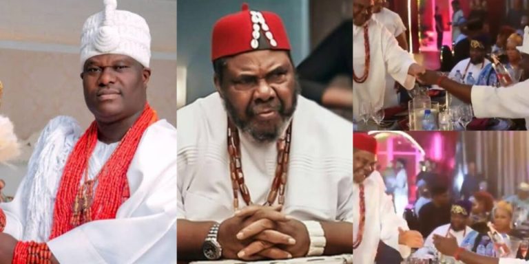 Man calls out Pete Edochie for disrespecting the Ooni of Ife at an event, by giving him a handshake rather than bowing (Video)