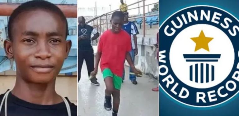 17-year-old Nigerian student breaks Guinness World Record for most skips on one foot (Video)