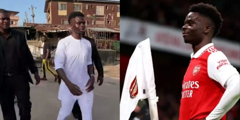 “Our Star boy” – Fans react as Arsenal star, Bukayo Saka shares video of himself in Lagos state