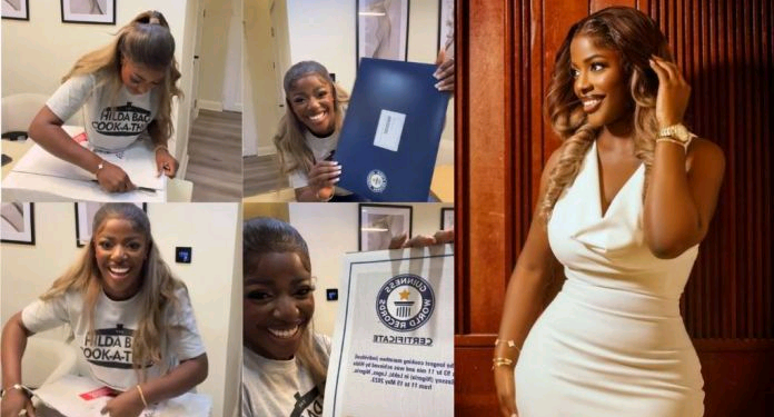 Celebrities rejoice with Hilda Baci as she unboxes Guinness world record plaque (Video)
