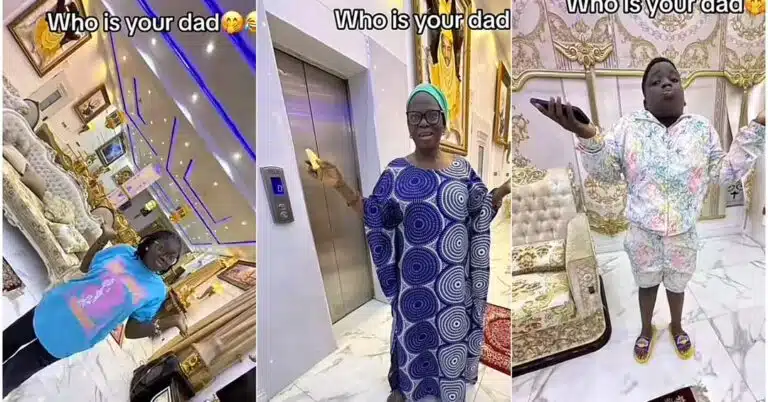“Them even get elevator for house, it won’t be well with poverty” – Rich Nigerian kids show off dad’s exquisite mansion with classy interior (Video)