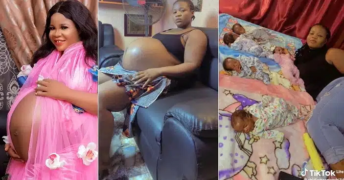 “My nine years pain have turned to joy” – Nigerian lady rejoices as she delivers 5 babies at once after 9 years of childlessness