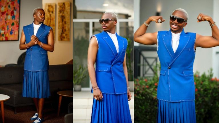 “Bobrisky will be proud of you” – Influencer Enioluwa stirs reactions as he wears a skirt to an event