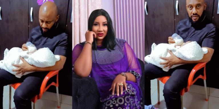 Judy Austin hails Yul Edochie as the ‘best dad’ as he feeds his newborn baby (Video)