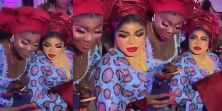 Reaction trail as Bobrisky check phones at an event before accepting to take photos with fans, after he banned Android phone users from taking pictures with him (Video)