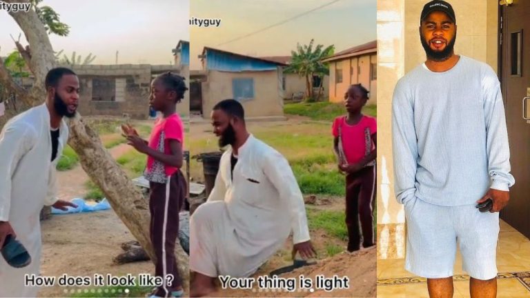 “This is rubbish” – Reactions as comedian Trinity Guy in his skit asks minor about attributes of his manhood, video trends (Watch)
