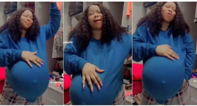 “You will surelly hear the cry of baby in your home” – Nigerian woman pregnant with triplets prays, as she drags mother-in-law who called her barren (Video)