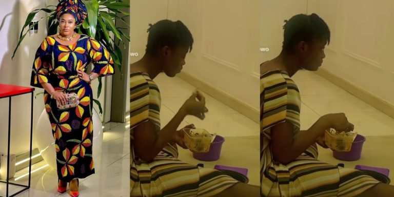 “Look at the sitting position” – Biodun Okeowo laments over daughter’s eating habit (Video)