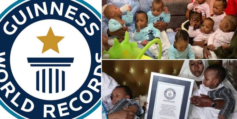 Woman breaks Guinness World Records after giving birth to 9 babies at once (Photos)