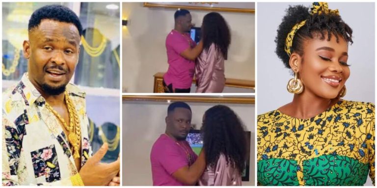 Zubby Michael frowns, spanks crew member as director stops him from kissing beautiful lady during shoot (Video)