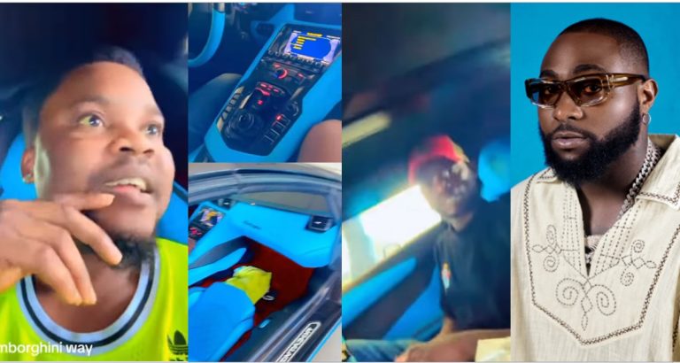 “In a Lambo” – Davido’s domestic staff expresses deep joy after entering his Lamborghini (Video)