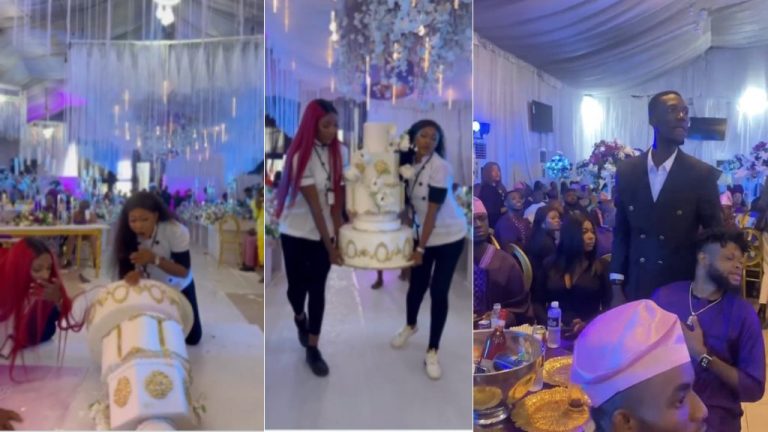 “Don’t try this on my wedding ooo” – Video trends as event planner pranks bride and guests with ‘falling cake’ during reception (Watch)