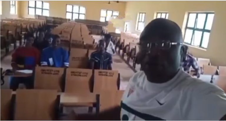 We know things are hard but manage and come – Nigerian lecturer begs students as he meets scanty hall (Video)