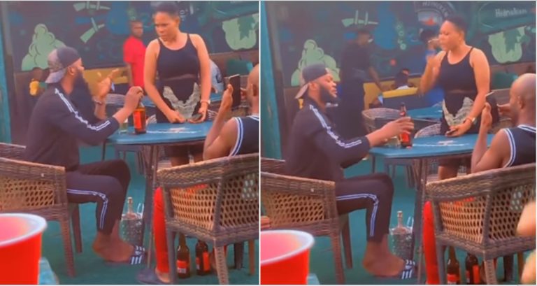 Lady seen tackling man for taking her out and refusing to buy drink for her (Watch video)