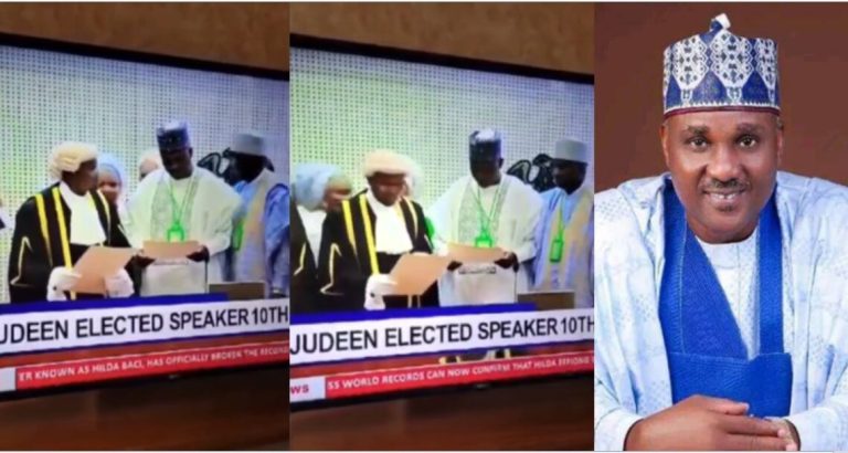 “Polygamy na your mate” – Moment Speaker Tajudeen Abbas’ first wife shoved his 2nd wife aside during his swearing-in stir reactions (Video)