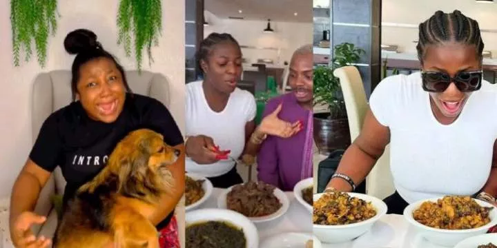 “So my son is food to you” – Animal rights activist, Idimogu slams chef Hilda Baci over dog-meat video (Watch)