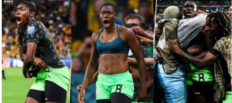 My dad is not happy with my shirtless celebration – Asisat Oshoala reveals after her wild celebration in Nigeria’s 3 -2 victory against Australia