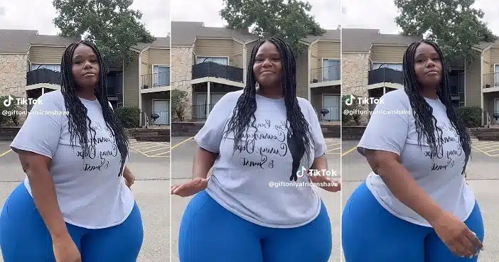 “This is truly an African shape, her husband is lucky” – Woman with perfect physique goes viral after dancing on the road (Video)