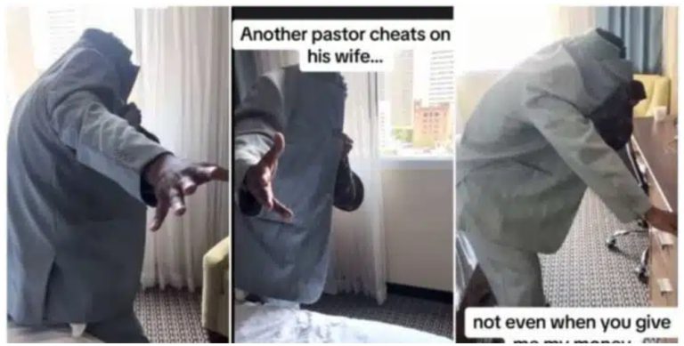 Married pastor hides face as woman records him, threatens to expose their affair to the world (Video)