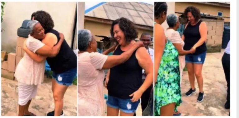 Nigerian woman overwhelmed with joy as son brings home his Oyinbo girlfriend (Video)